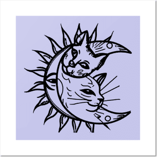 Sun and Moon Cats for Cat Lovers Posters and Art